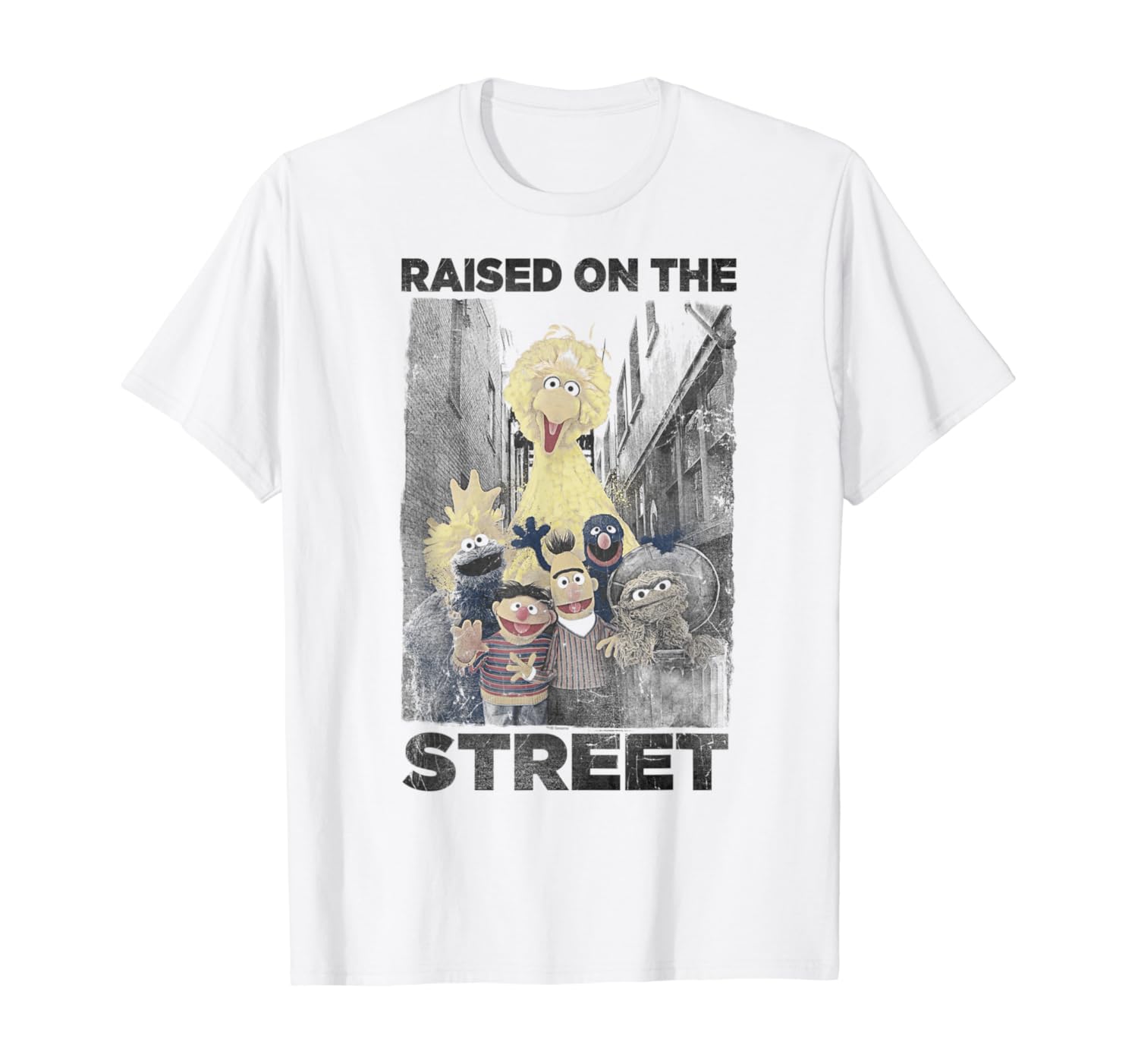 Mens Sesame Street Raised On The Streets TShirt Clothing
